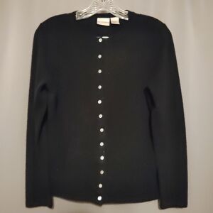 CC Hughes Women's S Classic Core Black Button-Down Cardigan Sweater